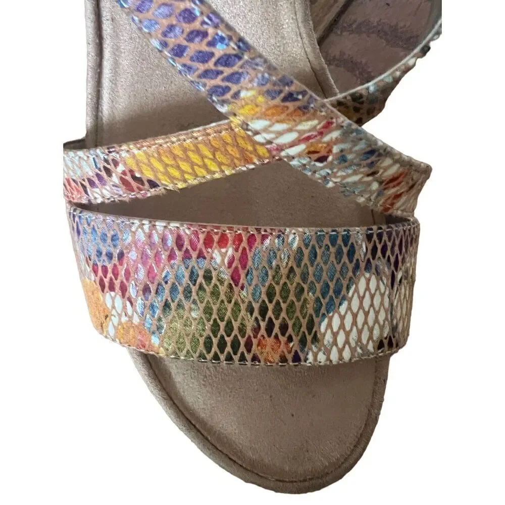 Aerosoles floral Plushed Together Open Toe floral faux snakeskin Wedge Sandal 10